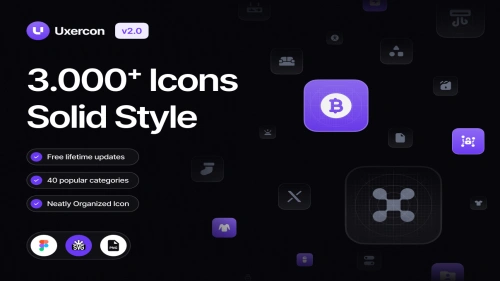 3000+ Solid Icon Styles | Uxercon Icon Library v2.0 - Icons
