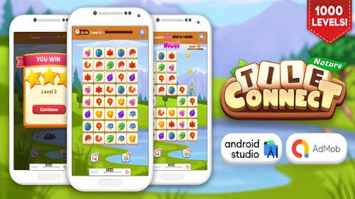 Nature Tile Connect - Matching Game Android Studio Project with AdMob Ads