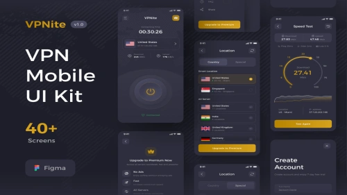 VPN Mobile UI Kit - Figma Resources